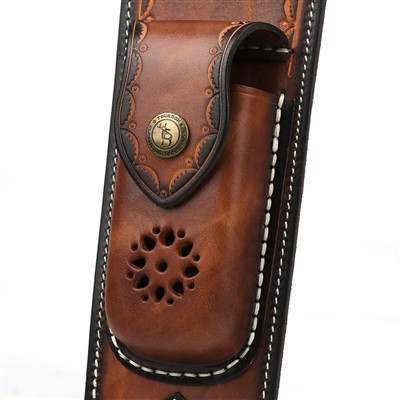 Leather Gun Sling Padded Shoulder Strap With Ammo Holder Pouch