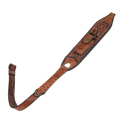 Leather Gun Sling Padded Shoulder Strap With Ammo Holder Pouch