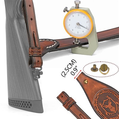 Leather Gun Sling Padded Shoulder Strap With Ammo Holder Pouch