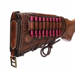 TOURBON Vintage Leather Pa gen Drill Cheek Rest Buttstock Pwoteksyon Étui